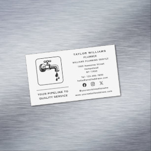 Faucet Water Drop Plumber Plumbing Social Media Magnetic Business Card
