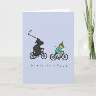 Faucheuse Grim sur roues | Carte d'Humour foncé