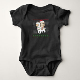 Fauler Lama Christmas Ugly Christmas Animals Baby Bodysuit