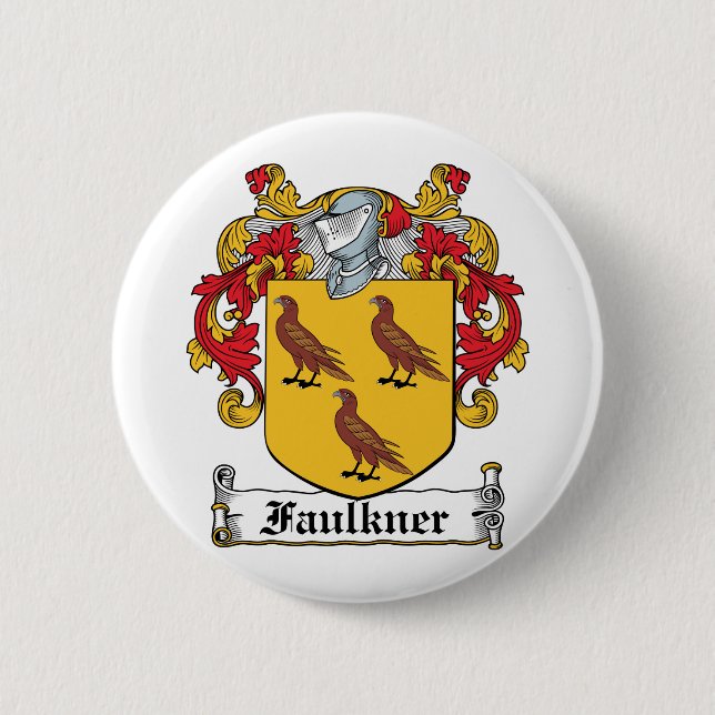 Faulkner Family Crest 2 Inch Round Button (Front)
