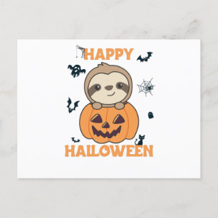 Fault In Pumpkin Sweet Sloths To Halloween Postcard