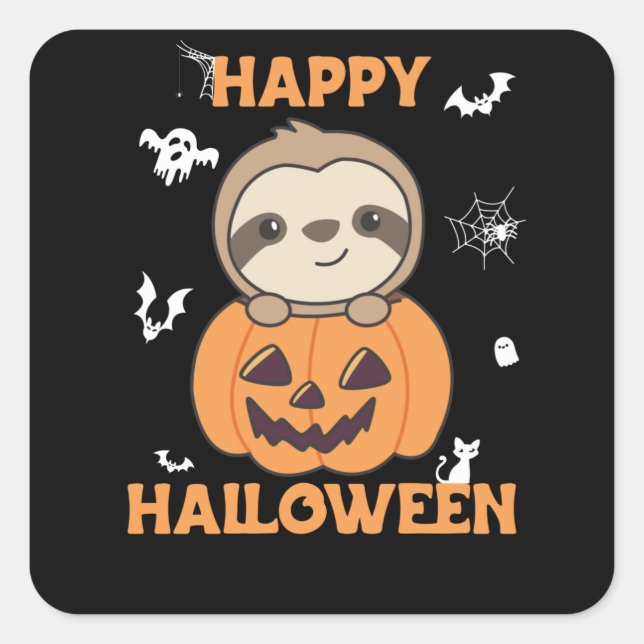 Fault In Pumpkin Sweet Sloths To Halloween Square Sticker (Front)