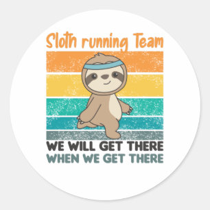 Faulten running Team Sloths Run Cozy Classic Round Sticker