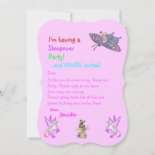 Faun and Unicorn Sleepover or Other party invite
