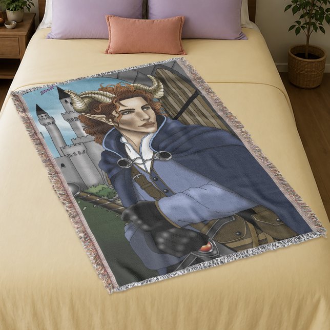 Faun Horned Fae Fantasy  Throw Blanket (Creator Uploaded)