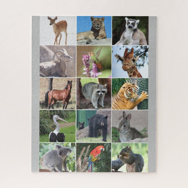 Faune 15 animaux photographiés dans le Puzzle sauv (Vertical)