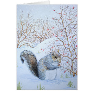 faune de la scène des neiges d'écureuils mignons à