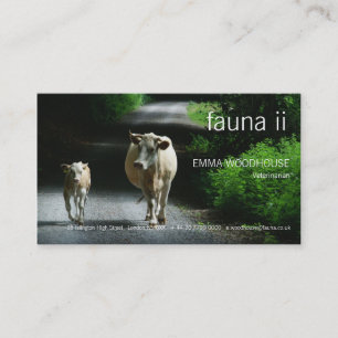 Faune - deux vaches sur le carte de visite de