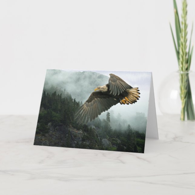 FAUNE Eagle chauve et cartes de voeux brumeuses de (Devant)