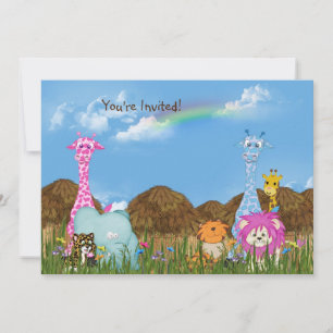 Faune Jungle Animaux Anniversaire Invitation