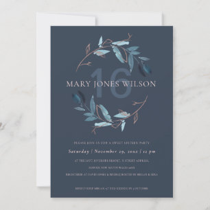 FAUNE ROSE BLEU MARINE WREATH SWEET 16 CARTE D'ANN