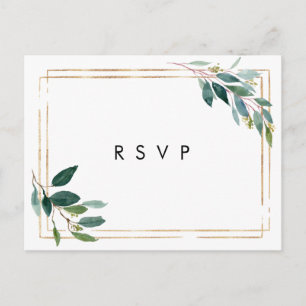 fausse or vert mariage rsvp carte postale