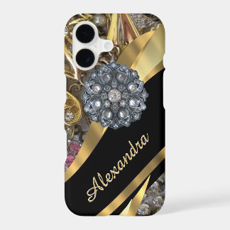 Fausse pierre élégante chic personnalisée d'or