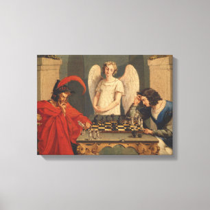 Faust And Mephistopheles Playing Chess Canvas Print