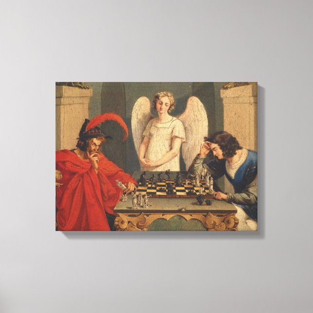 Faust And Mephistopheles Playing Chess Canvas Print (Front)