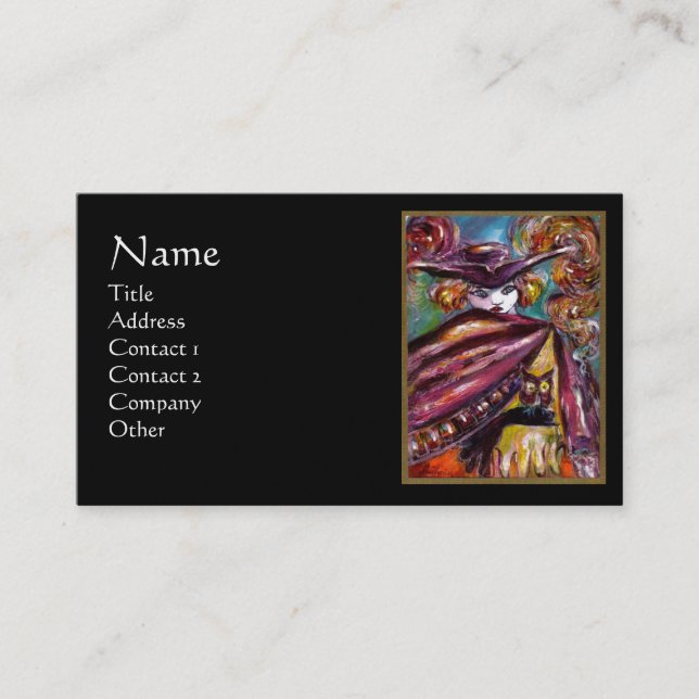FAUST / Mysterious Mask With Owl,Purple Gold Black Business Card (Front)
