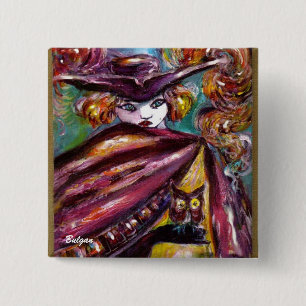 FAUST / Mysterious Mask with Tricorn and Owl 2 Inch Square Button