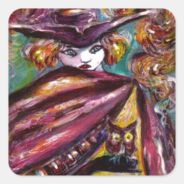 FAUST / Mysterious Mask with Tricorn and Owl Square Sticker (Front)