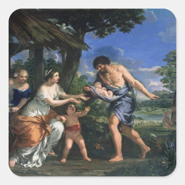 Faustulus entrusting Romulus and Remus Square Sticker (Front)