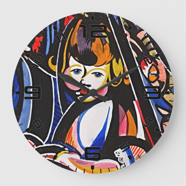 Fauvist Child Modern Art Wall Clock (Front)
