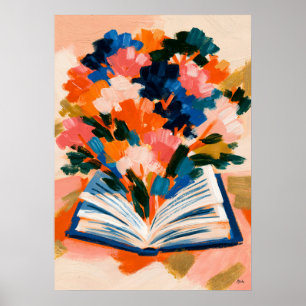 Fauvist Floral Book Art for Book Lovers  Poster