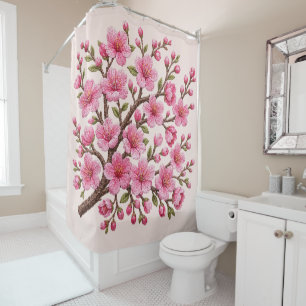 Faux 3D Embroidered Sakura Branch Illustration