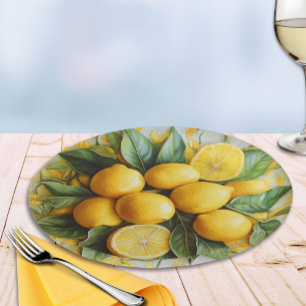Faux 3D Sicilian Lemons Paper Plate