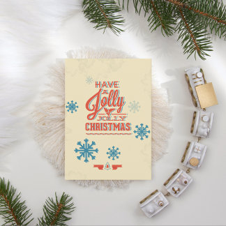 Faux 3D Snowflake Typography Christmas Holiday Card