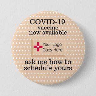 Faux Adhesive Bandage COVID vaccine reminder 3 Inch Round Button