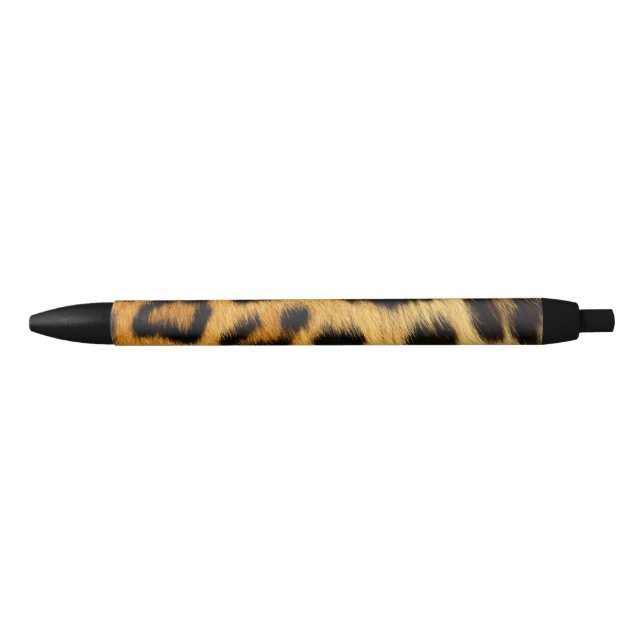 Faux African Leopard Fur on Black Writing Pen (Front)