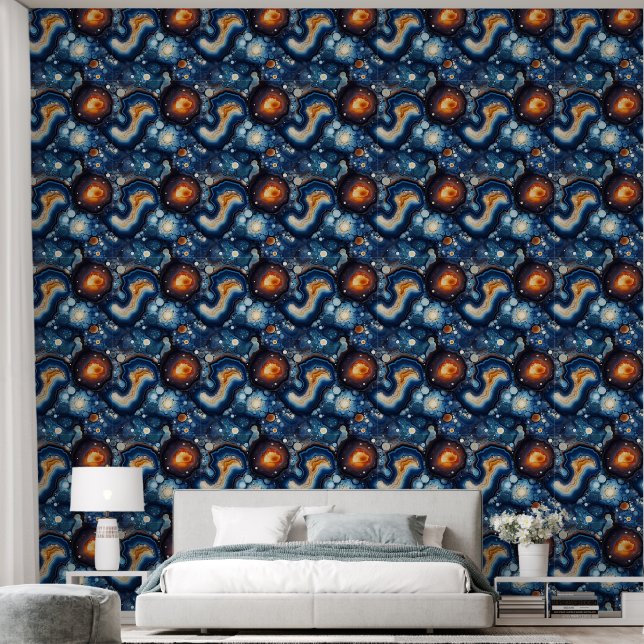 Faux agate tiled pattern wallpaper (Bedroom)