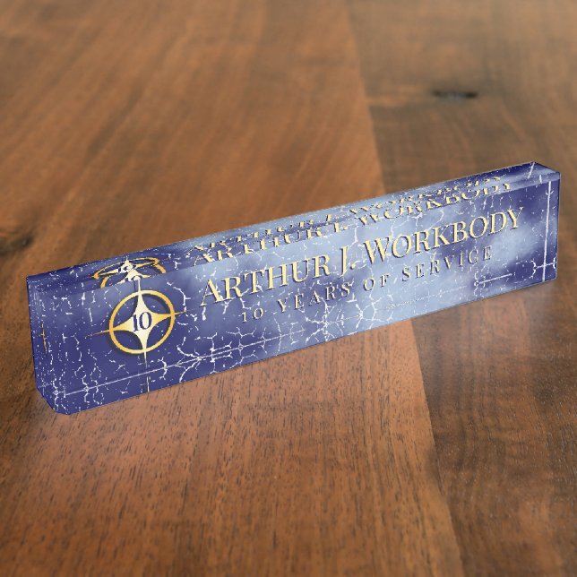 Faux aged stone employee anniversary nameplate (Side)