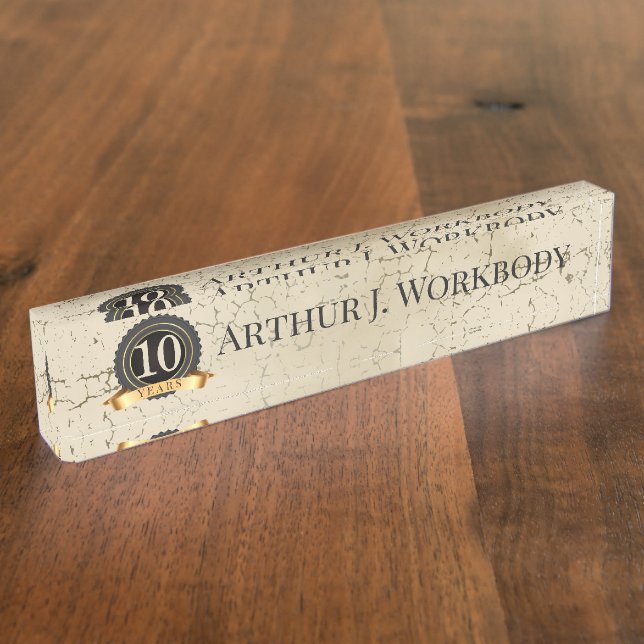 Faux aged stone employee anniversary nameplate (Side)