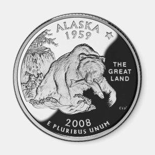 Faux Alaska State Quarter The Great Land Grizzly Magnet