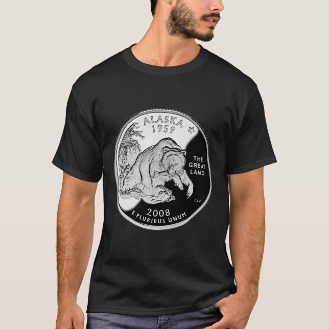 Faux Alaska State Quarter The Great Land Grizzly T-Shirt (Front)