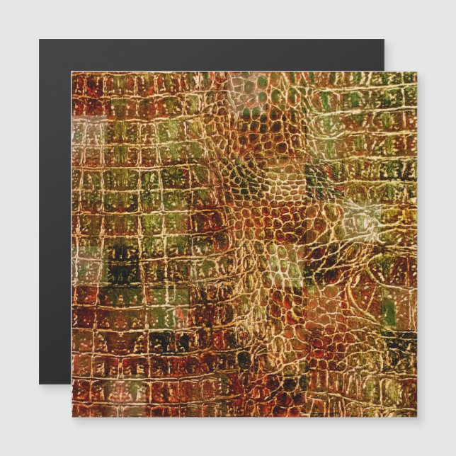 Faux Alligator Animal Skin Leather Red Brown (Front/Back)