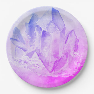 *~* Faux Amethyst Pink Crystal Healing Energy Paper Plate