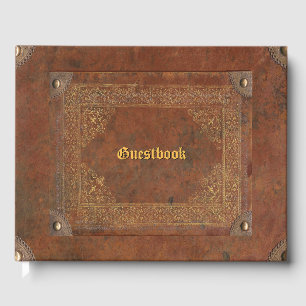 Faux Antique Leather Guest Book