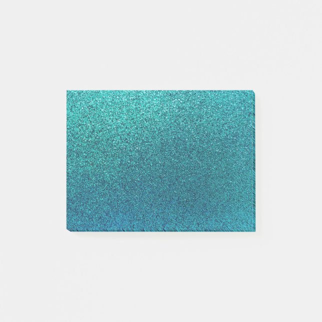 Faux Aqua Teal Turquoise Blue Glitter Background Post-it Notes (Front)