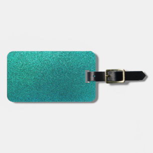 Faux Aqua Teal Turquoise Blue Glitter Background S Luggage Tag