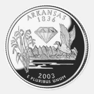 Faux Arkansas State Quarter Crater of Diamonds Classic Round Sticker