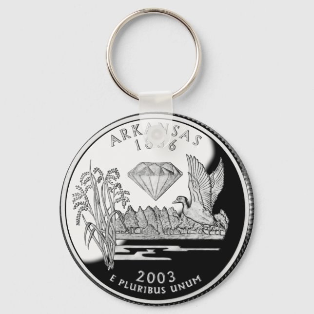 Faux Arkansas State Quarter Crater of Diamonds Keychain (Front)