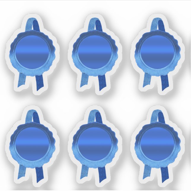 Faux Award/Certificate Seal Ribbons (Blue Plain) (Front)