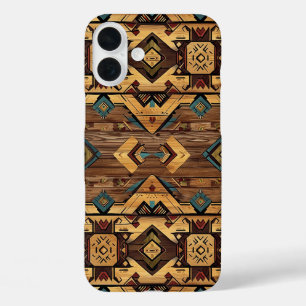Faux Aztec wood grain iPhone 16 Plus Case