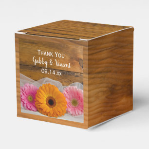 Faux Barn Wood Daisy Trio Barn Wedding Favor Box