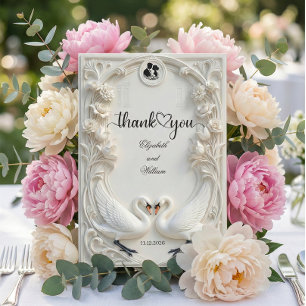 Faux Bas-Relief Ivory Baroque Cameo Thank You Card