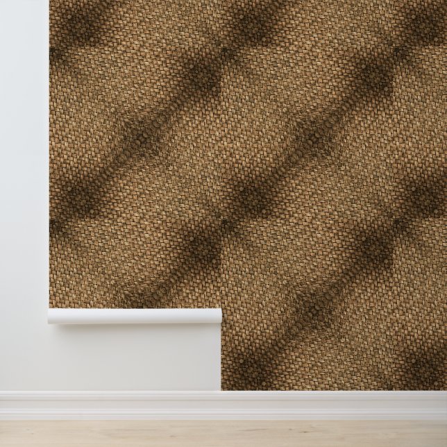 Faux Beige Brown Knitted Wallpaper (Application)