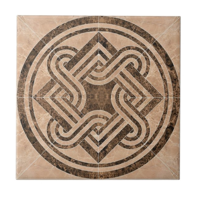 Faux Beige Brown Marble Mosaic Retro Tile (Front)