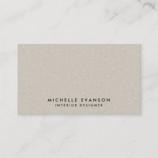 Faux Beige Linen Elegant Luxe Professional Business Card