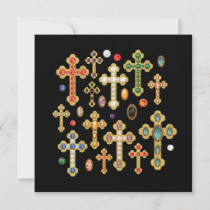 Faux Birthstone Crosses and Loose Gems on Black